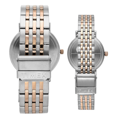 Timex Quartz Blue Dial Analog Stainless Steel Couple Watch TW00PR330