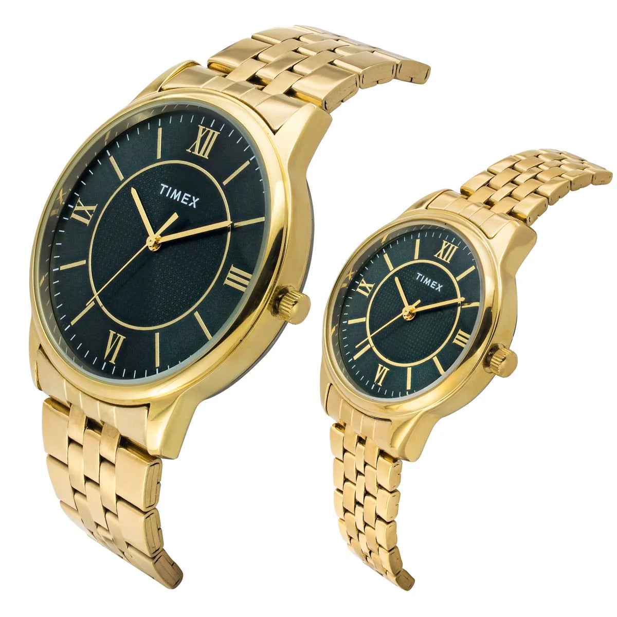 Timex Fashion Quartz Green Dial Analog Stainless Steel Couple Watch TW00PR331