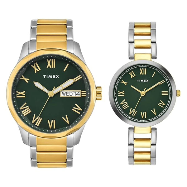 Timex Green Dial With Roman Number Couple Astrological Watch - TW00PR340