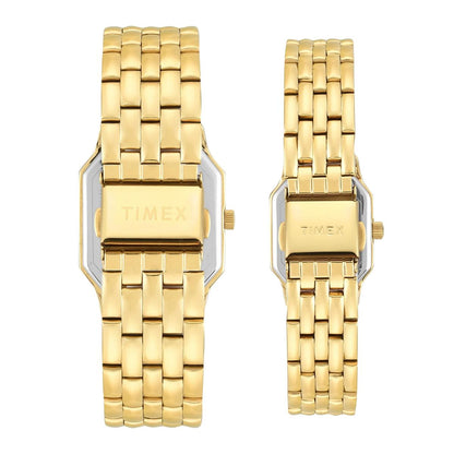 Timex Octagonal Teal Dial Analog Pair Watch - TW00PR356
