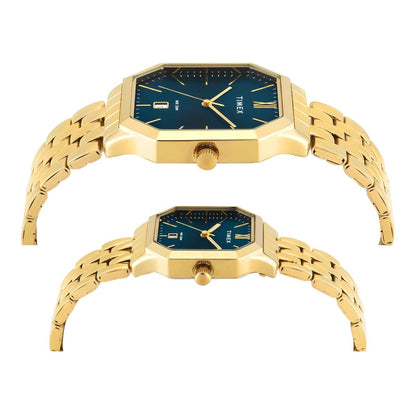 Timex Octagonal Teal Dial Analog Pair Watch - TW00PR356