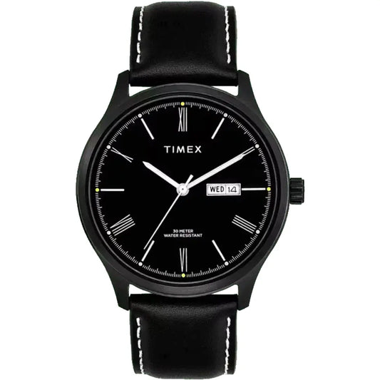 Timex Black Dial Analog Leather Straps Men Watch TW0TG6523