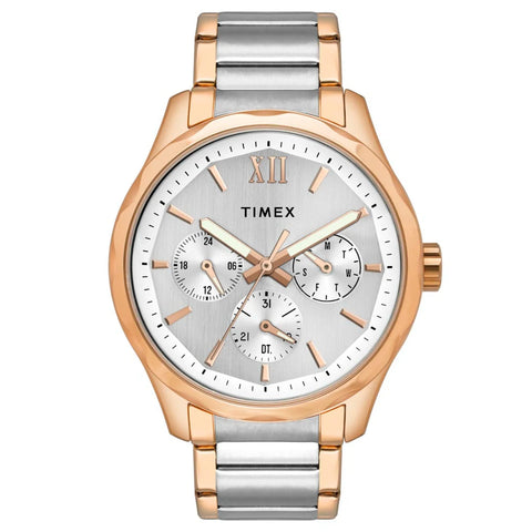 Timex Men Multifunction Silver Round Brass Dial Watch- TW0TG7618 - Buy Now at Sai Creations Watches