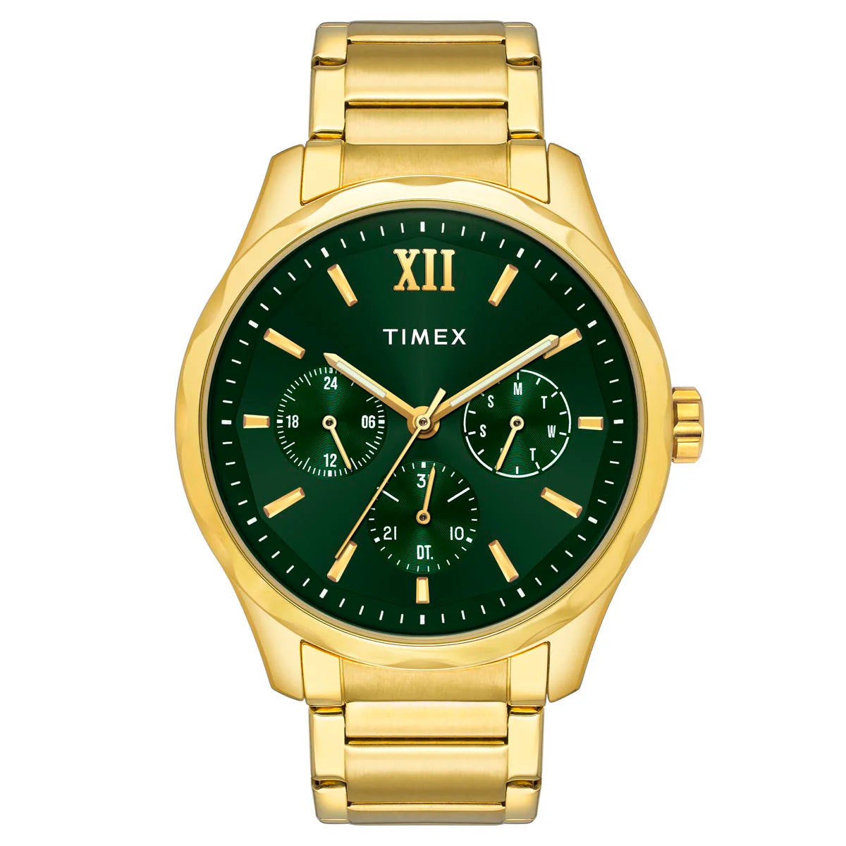 Timex Green Round Dial Stainless Steel Bracelet Men's Watch - TW0TG7635