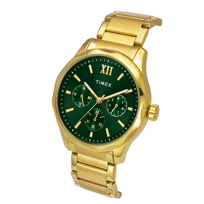 Timex Green Round Dial Stainless Steel Bracelet Men's Watch - TW0TG7635