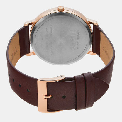 Timex Men's Silver Dial Analog Leather Strap Watch TW0TG8014