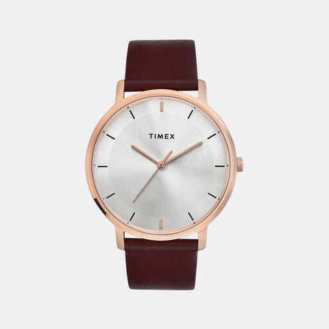 Timex Men's Silver Dial Analog Leather Strap Watch TW0TG8014 - Buy Now at Sai Creations Watches