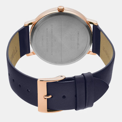 Timex Men's Blue Dial Analog Leather Strap Watch TW0TG8015
