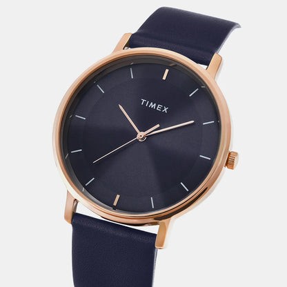 Timex Men's Blue Dial Analog Leather Strap Watch TW0TG8015