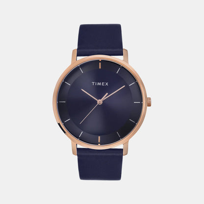 Timex Men's Blue Dial Analog Leather Strap Watch TW0TG8015