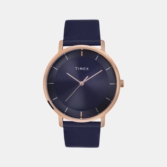 Timex Men's Blue Dial Analog Leather Strap Watch TW0TG8015