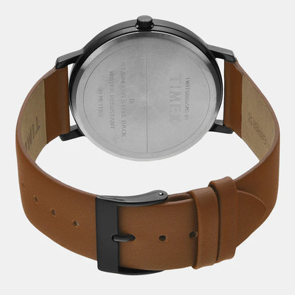 Timex Men's Black Dial Analog Leather Strap Watch TW0TG8016
