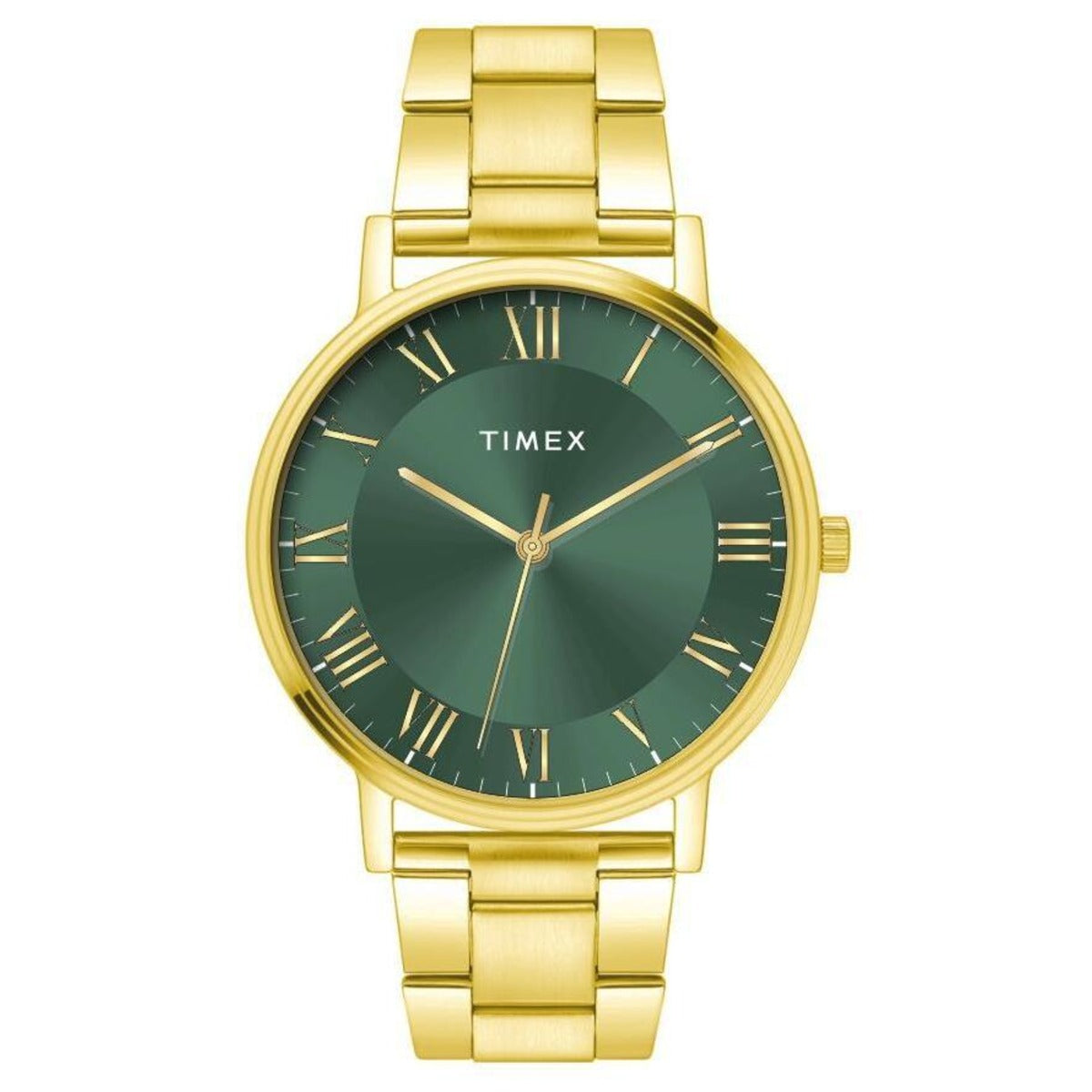 TW0TG8024 Timex | Full Roman Green Dial St Steel Bracelet Men's Watch