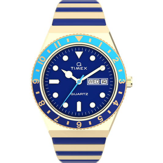 TW2V38500UJ Blue Q Timex Malibu  Stainless Steel Expansion Band Watch (Women)