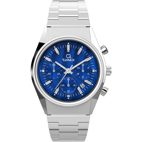 TW2W33700UJ Timex | Blue Q Falcon Eye Chrono St Steel Bracelet Watch (Men) - Buy Now at Sai Creations Watches