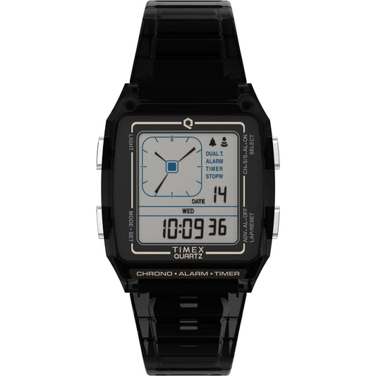 Timex Q Grey 35MM Rectangle Dial Digital Unisex Watch - TW2W45000UJ