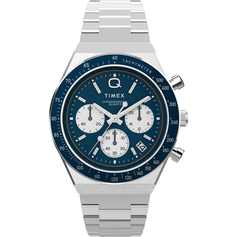 TW2W51600UJ Blue Q Timex Chronograph Stainless Steel Bracelet Watch (MEN) - Buy Now at Sai Creations Watches