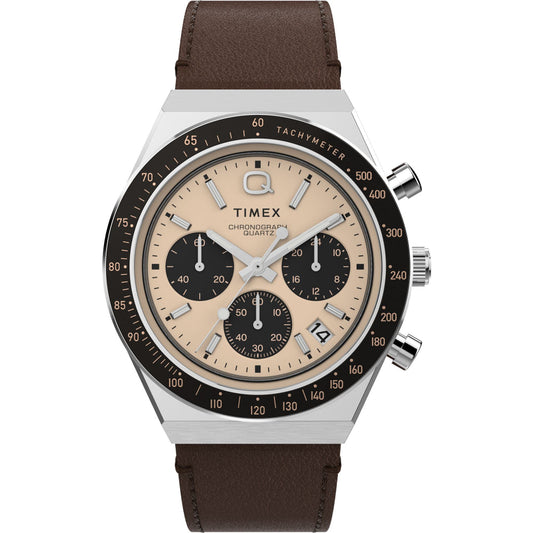 TW2W51800UJ Q Timex | Chronograph Leather Strap Watch (MEN)