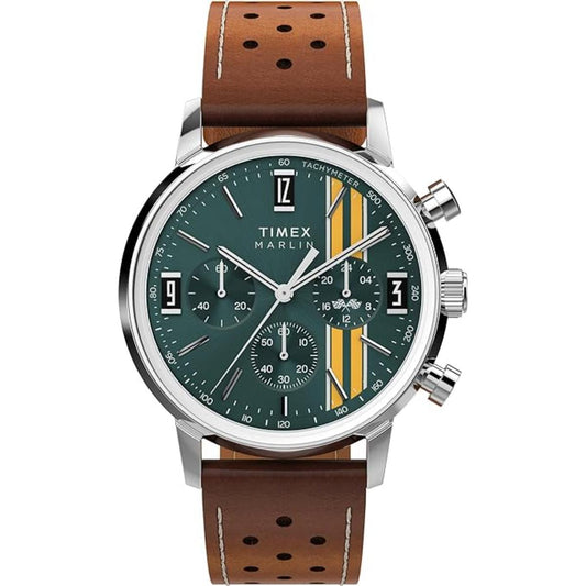 Timex Marlin Green Dial Analog Leather Strap Men's Watch - TW2W99100IK