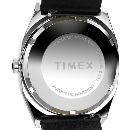 Timex watch back with brand name on a white background