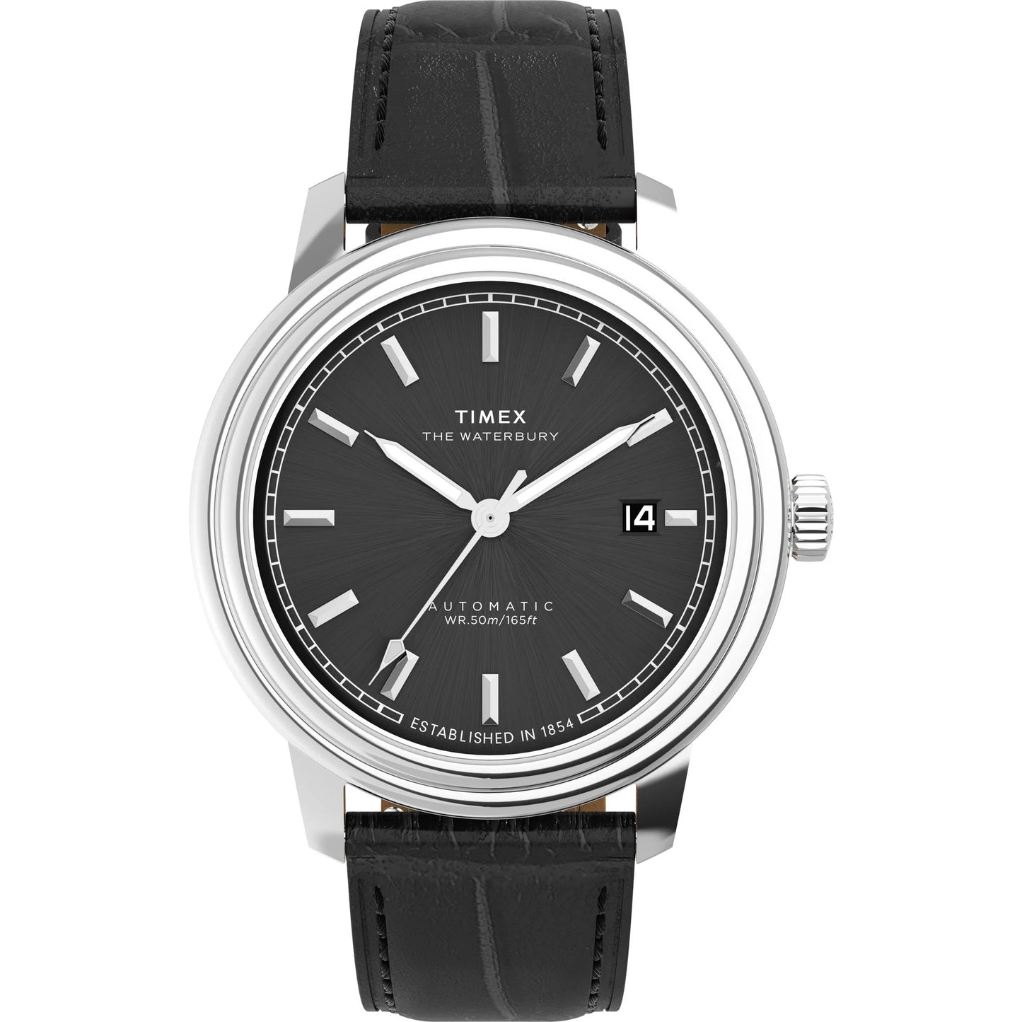 Timex Waterbury Black Round Dial Automatic Men's Watch - TW2Y23000UJ