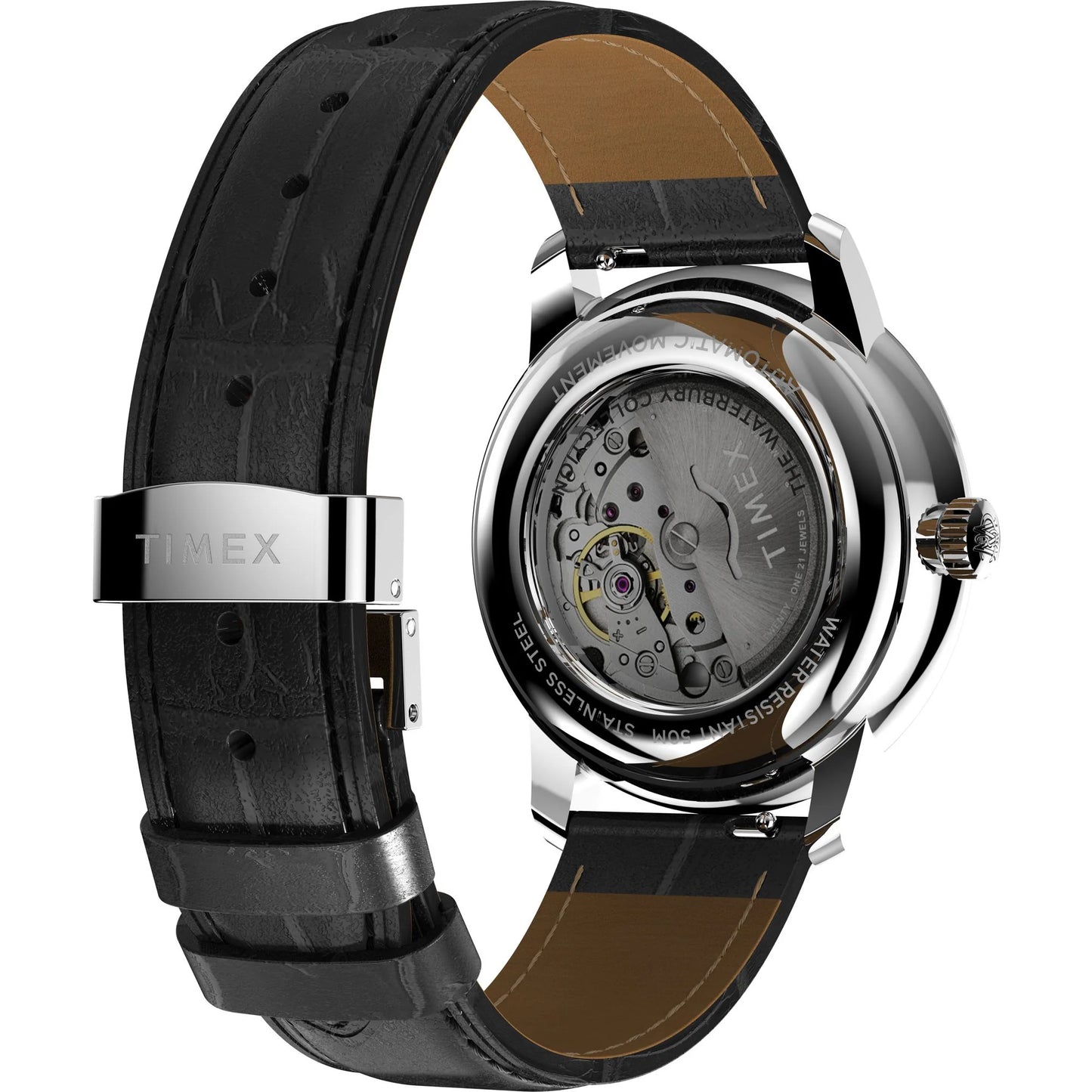 Timex Waterbury Black Round Dial Automatic Men's Watch - TW2Y23000UJ