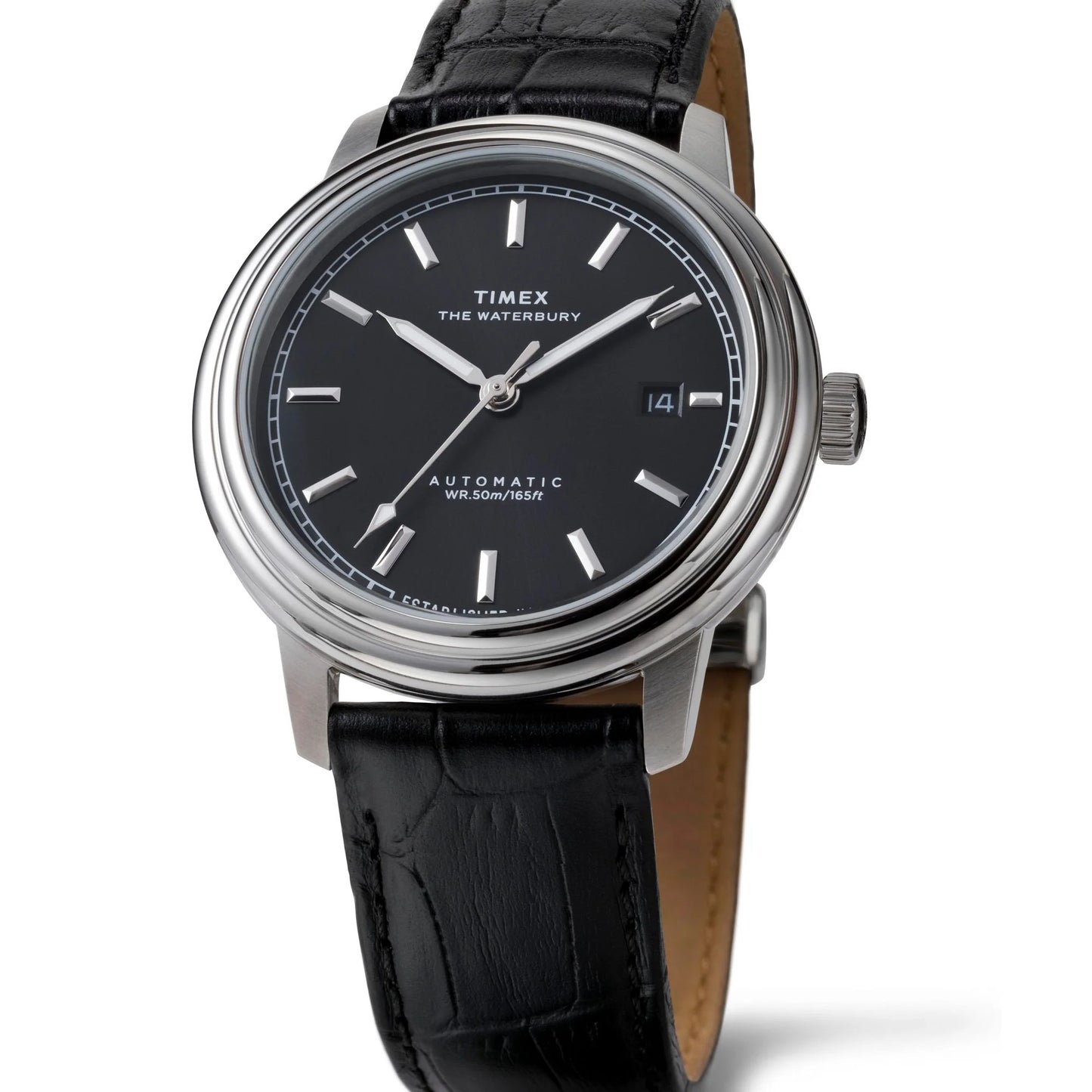 Timex Waterbury Black Round Dial Automatic Men's Watch - TW2Y23000UJ