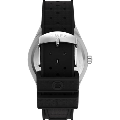 Timex watch with black strap on a white background