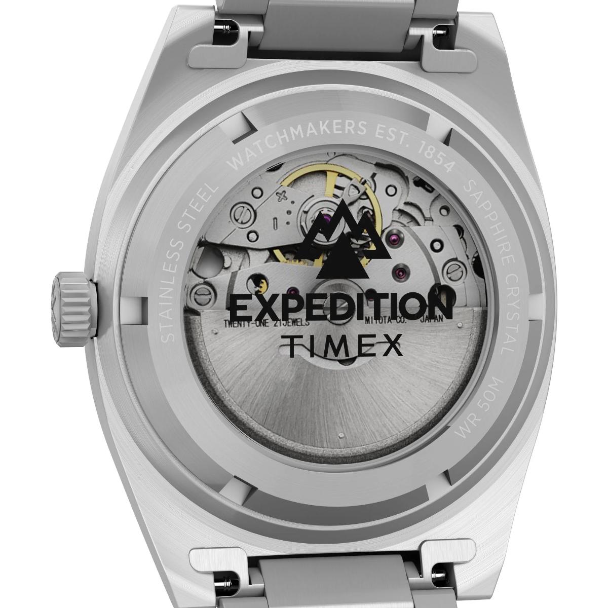 Timex Expedition watch face with visible brand logo on a white background