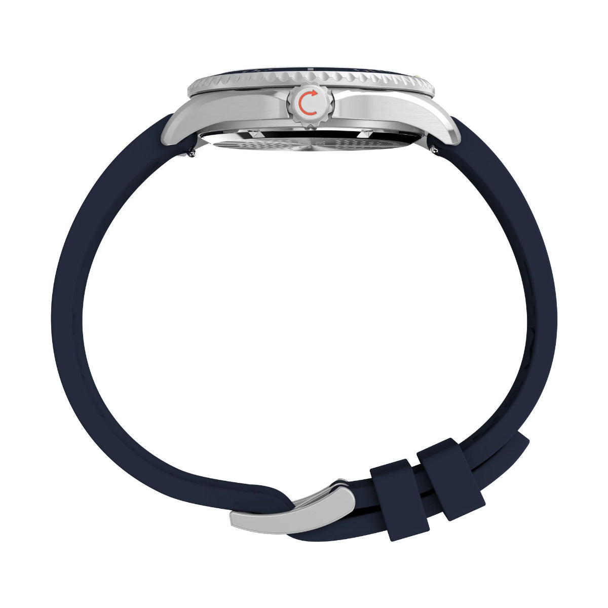 Watch with a blue strap on a white background