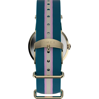 Timex watch with a blue strap on a white background
