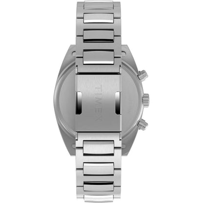 Silver Timex watch on a white background