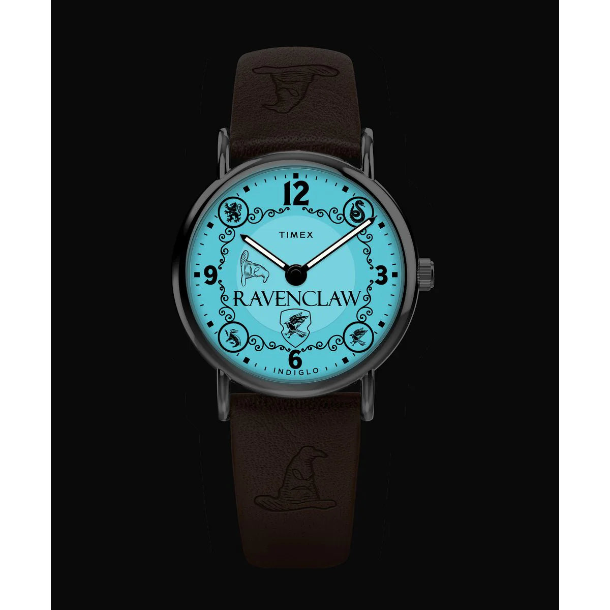 Timex watch with Ravenclaw design on a dark background