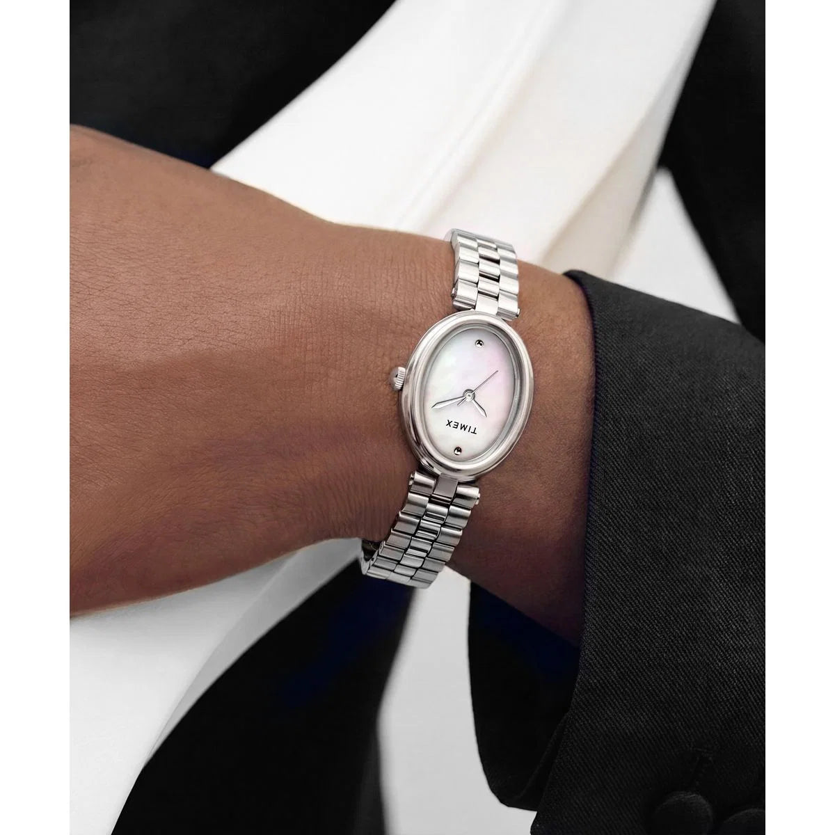 Timex Cavatina Oval White Dial Analog Women's Watch - TW2Y86000UJ