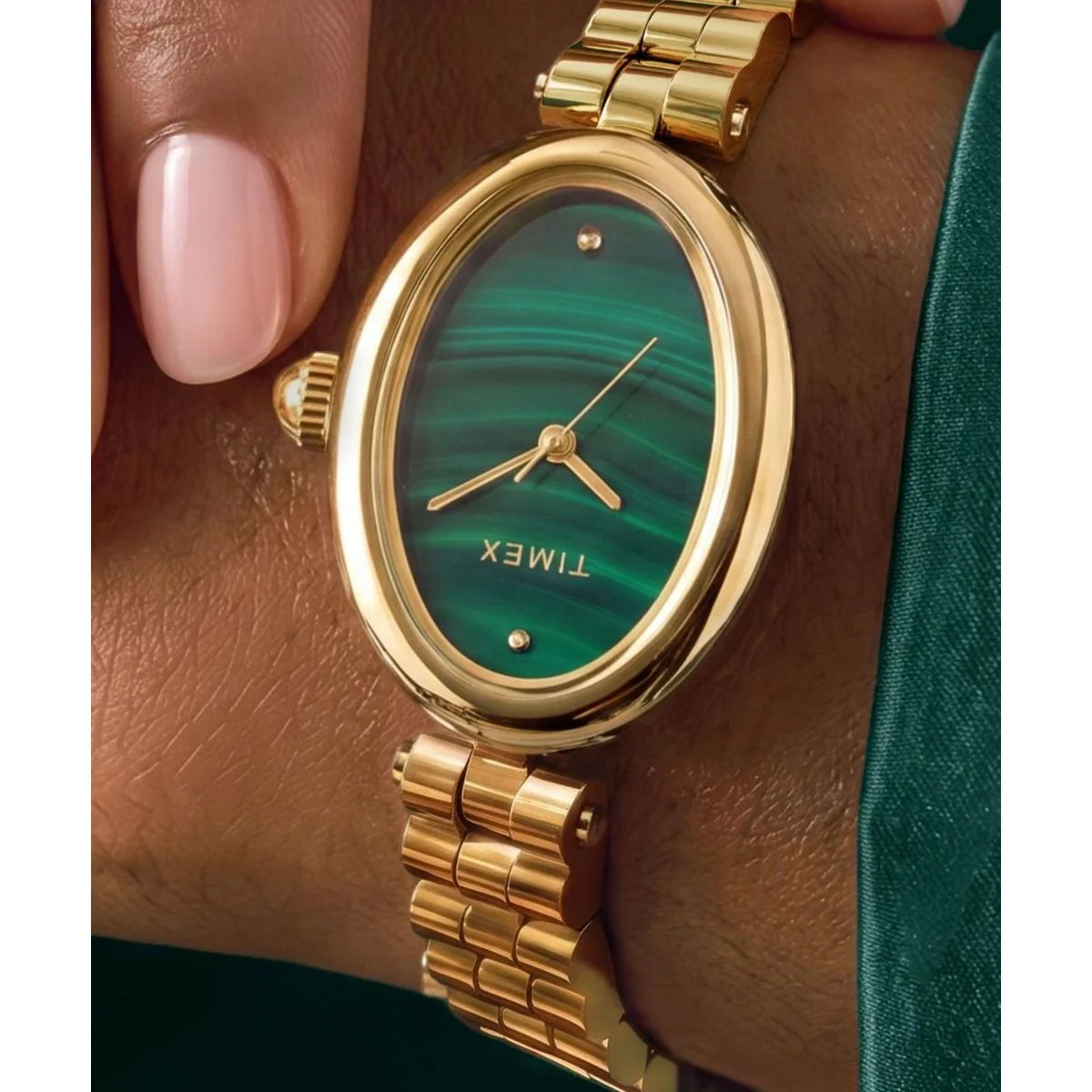 Timex Cavatina Oval Green Dial Analog Women's Watch - TW2Y86100UJ