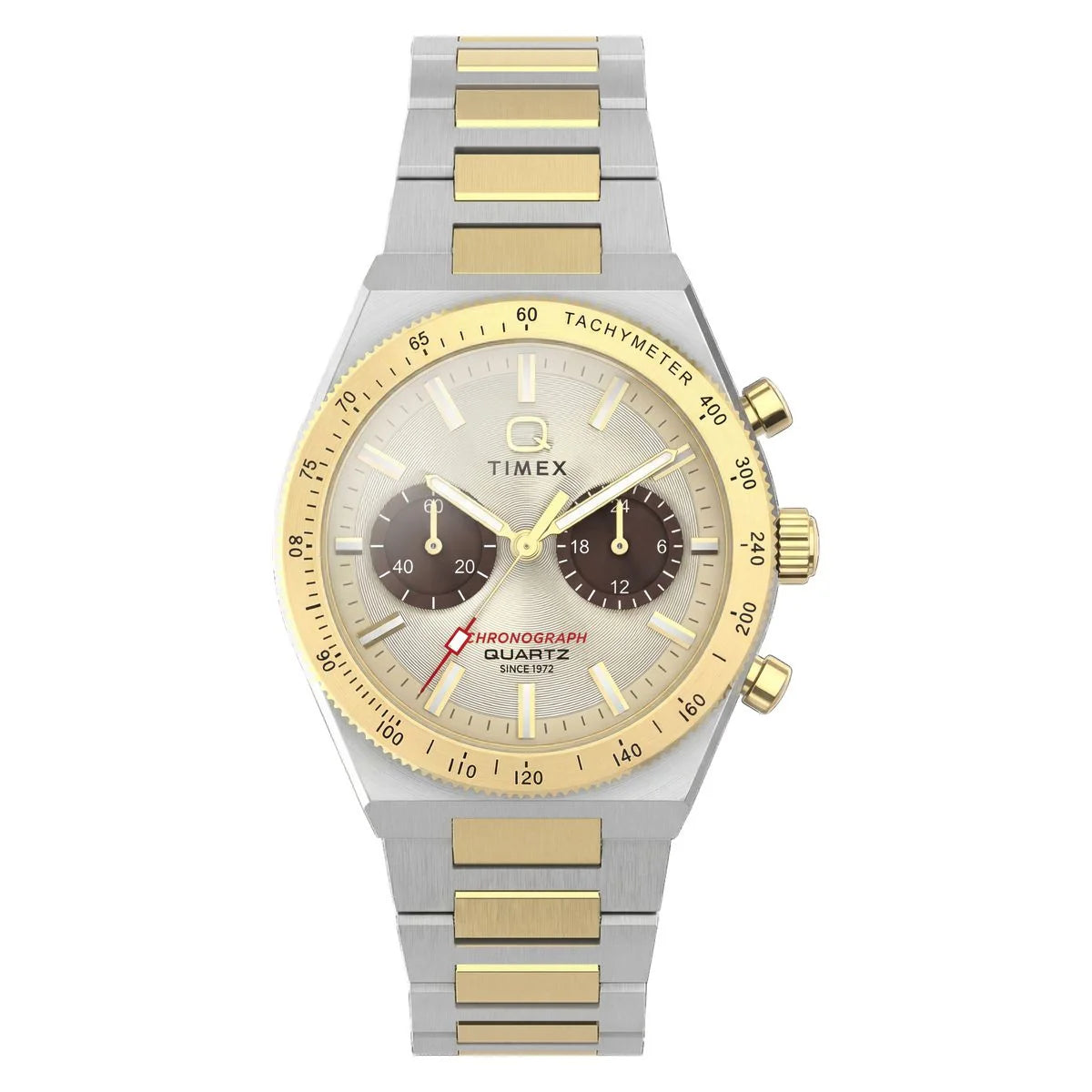 Q Timex Quartz Gold Dial Analog Chronograph Men's Watch TW2Y92300UJ