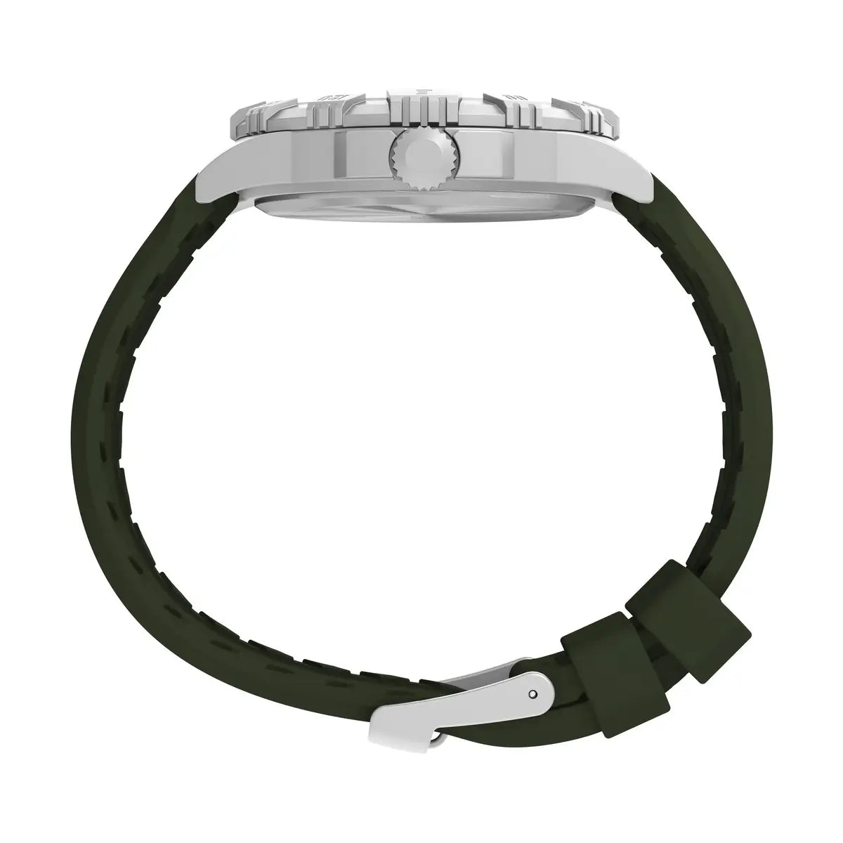 Watch with a green strap on a white background