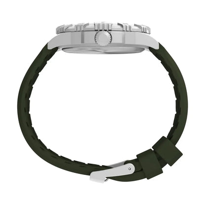 Watch with a green strap on a white background
