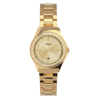 Timex Quartz Gold Round Dial Analog Women's Watch - TW6A04600UJ