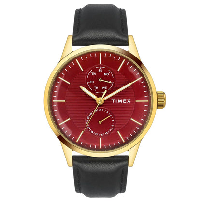 Timex Red Textured Dial Stainless Steel Men Watch - TWEG19938