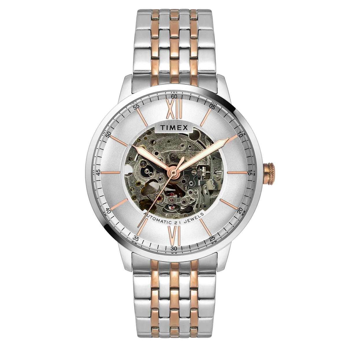 Timex Men Automatic Silver Round Dial Stainless Steel Watch - TWEG23503