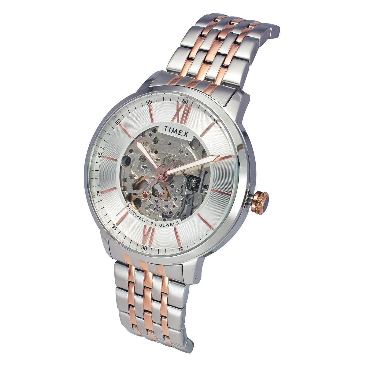 Timex Men Automatic Silver Round Dial Stainless Steel Watch - TWEG23503