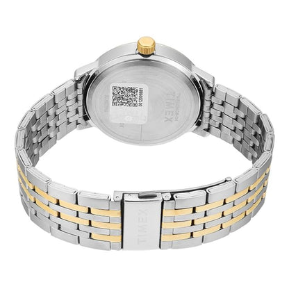 Two-tone silver and gold watch with a visible brand logo on a white background