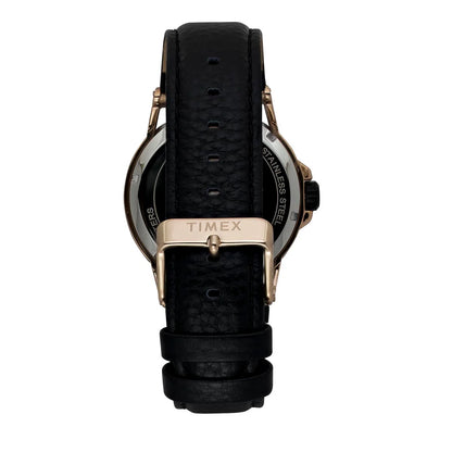 Timex Fashion Quartz Black Dial Analog Leather Strap Men Watch TWEG27801