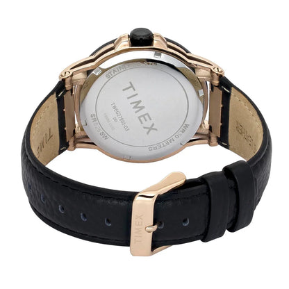 Timex Fashion Quartz Black Dial Analog Leather Strap Men Watch TWEG27801