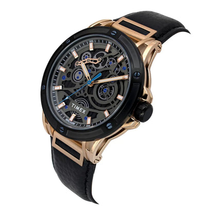 Timex Fashion Quartz Black Dial Analog Leather Strap Men Watch TWEG27801