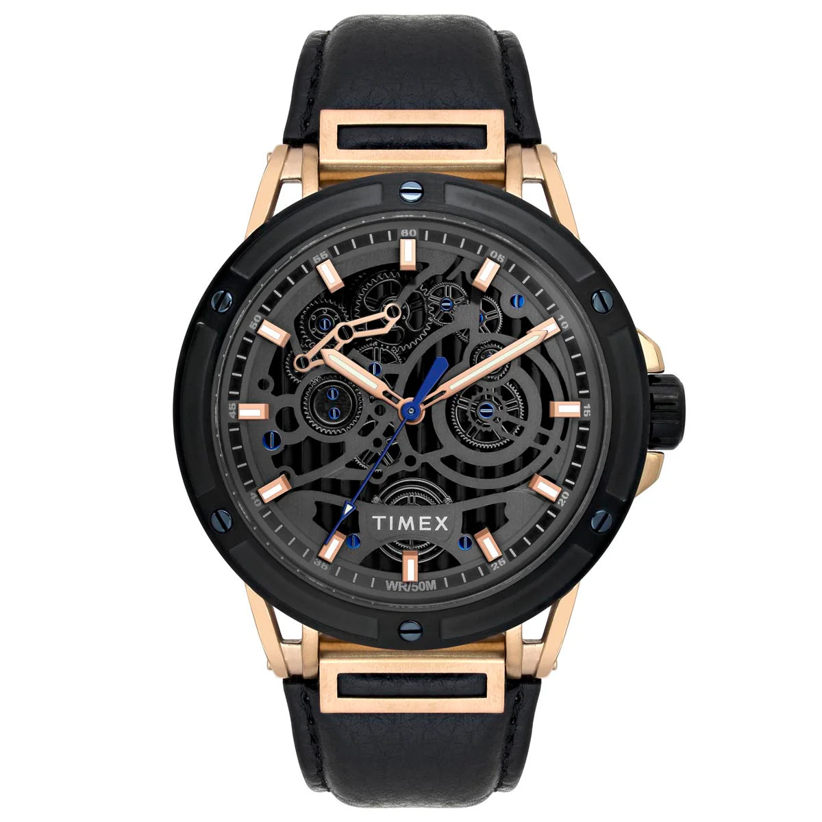 Timex Fashion Quartz Black Dial Analog Leather Strap Men Watch TWEG27801