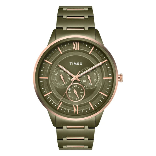 Timex Quartz Green Round Dial Analog Watch For Men TWEG28002
