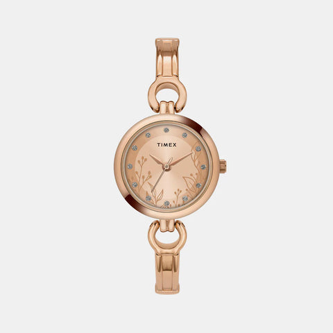 Timex Women Rose Gold Round Analog Brass Dial Watch TWEL11436 - Buy Now at Sai Creations Watches