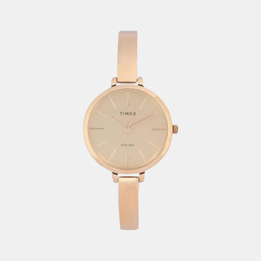 Timex Fashion Women's Rose Gold Dial Round Case Watch -TWEL12803
